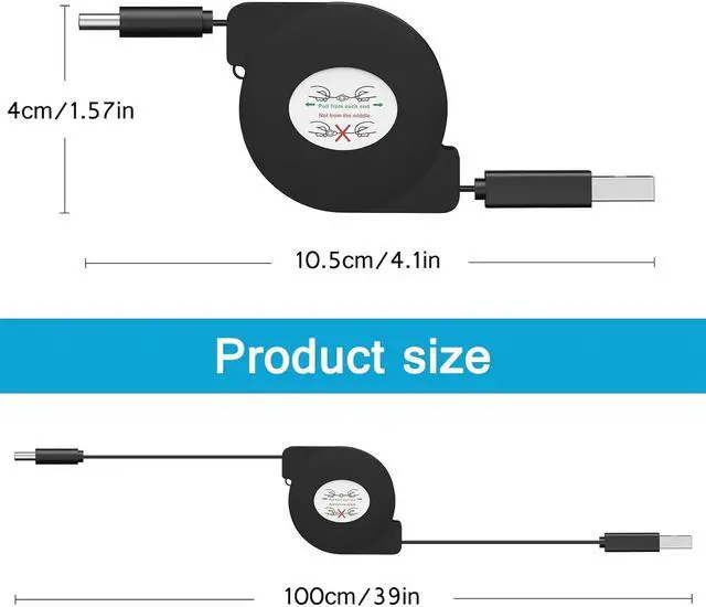 Alt view image 5 of 7 - Retractable USB C Cable for Car,3.3ft 3 Pack Android Phone USB C to USB A Cord Fast Charging for Samsung Galaxy S24/S24 Ultra/S23/S25/S25+,Retractable Type C Cable for iPhone 16e,Google Pixel 9a/9/8/7