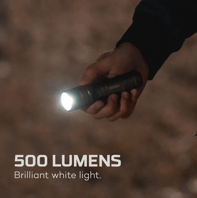 Alt view image 2 of 6 - NEBO Newton Powerful LED Handheld Flashlight | AA Battery Powered Compact Waterproof Flashlight | Storm Gray | Available in 500, 1000, 1500 Lumens