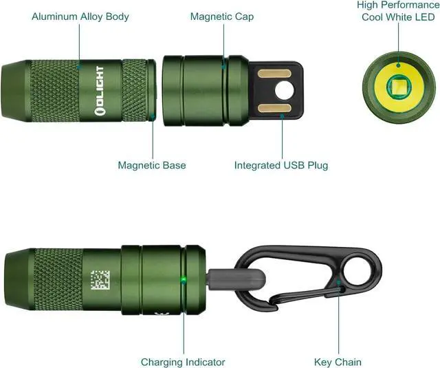 Alt view image 7 of 7 - OLIGHT IMINI 2 EDC Rechargeable Keychain Flashlight, 50 Lumens Compact and Portable Mini Light, Tiny LED Keyring Lights with Built-in Battery Ideal for Everyday Carry and Emergencies (OD Green)