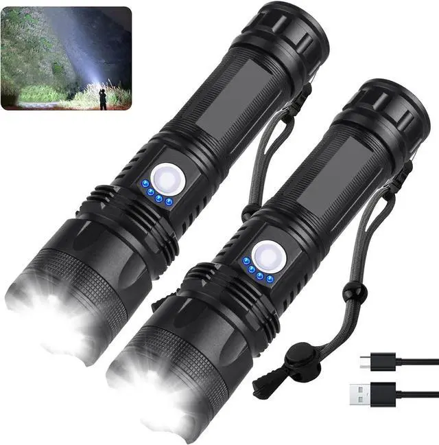 Main image of Rechargeable Flashlights 990 000 High Lumens - 2 Pack Super Bright LED Flash Light with 5 Modes 12 Hour Brightest Waterproof Handheld Flashlight for Home Camping