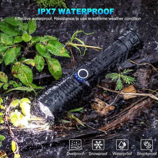 Alt view image 6 of 7 - BERCOL Flashlights High Lumens Rechargeable, 990,000 Lumens Super Bright Led Flashlight with 5 Modes, IPX6 Waterproof Powerful Flash Light Multifunctional Flashlights for Home Emergecies Camping