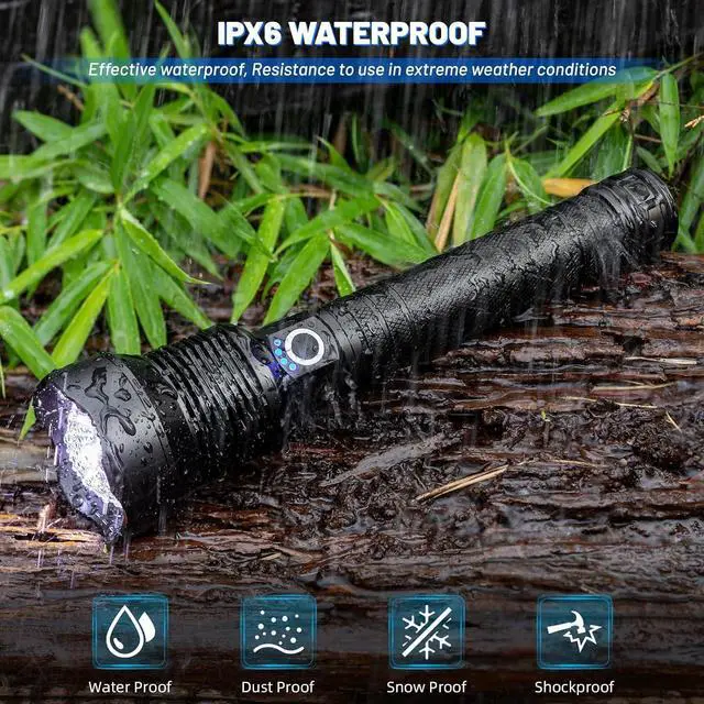 Alt view image 7 of 7 - Flashlights High Lumens Rechargeable 90 000 Lumens Super Bright Led Flashlight Flash Light with 5 Modes IPX6 Waterproof Handheld Powerful Flashlight for Camping Emergencies