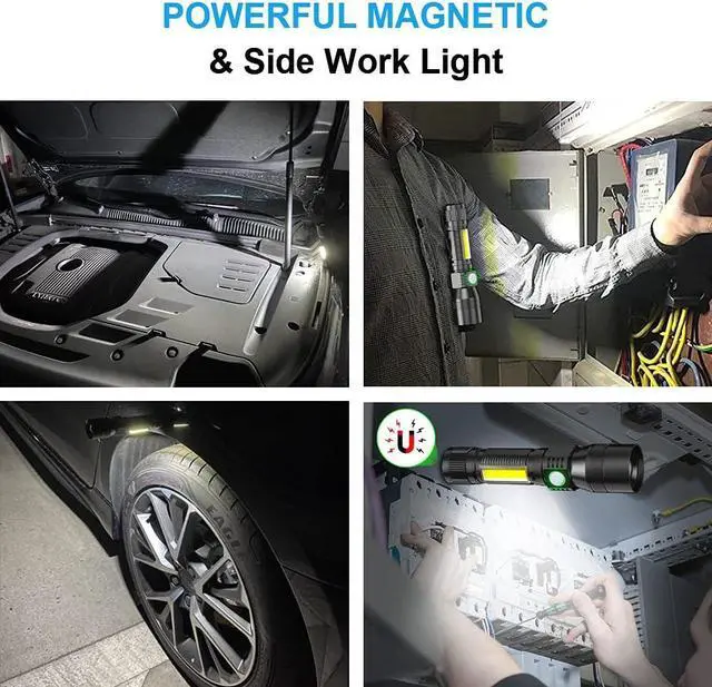 Alt view image 4 of 7 - UV Flashlight Rechargeable, Black Light Flashlight with Magnet&Side Work Light 3in1 Tactical Flashlight Blacklight&Redlight, 1000lm, Zoomable, Waterproof LED Torch for Pet Urine Detector, Mechanics