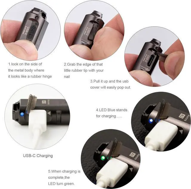 Alt view image 3 of 5 - RovyVon A3 Gen 4 Keychain Flashlight- Super Bright 650 Lumens, USB C Rechargeable EDC Flashlight Water-Resistant, Lightweight- Ideal for Everyday Carry, Camping, Hiking, Emergency (Gun Grey)