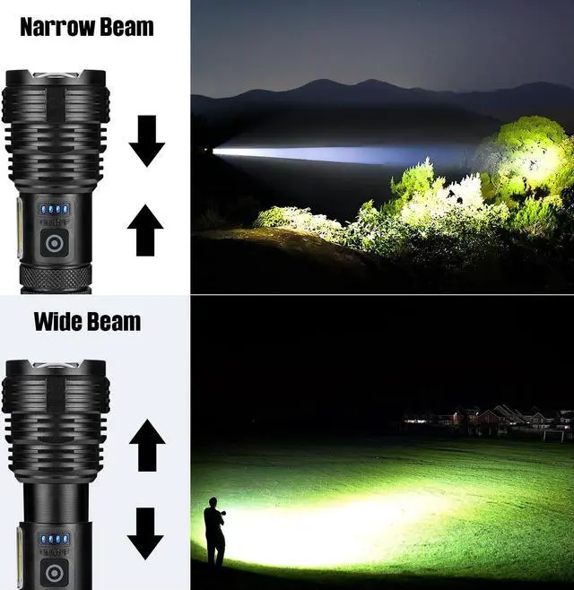 Alt view image 5 of 7 - Flashlights LED High Lumens Rechargeable High Lumen Super Bright Flashlight USB Fast Charging High Powered Flash Light Powerful IPX7 Waterproof Handheld Flashlights for Home Camping(2 Pack)