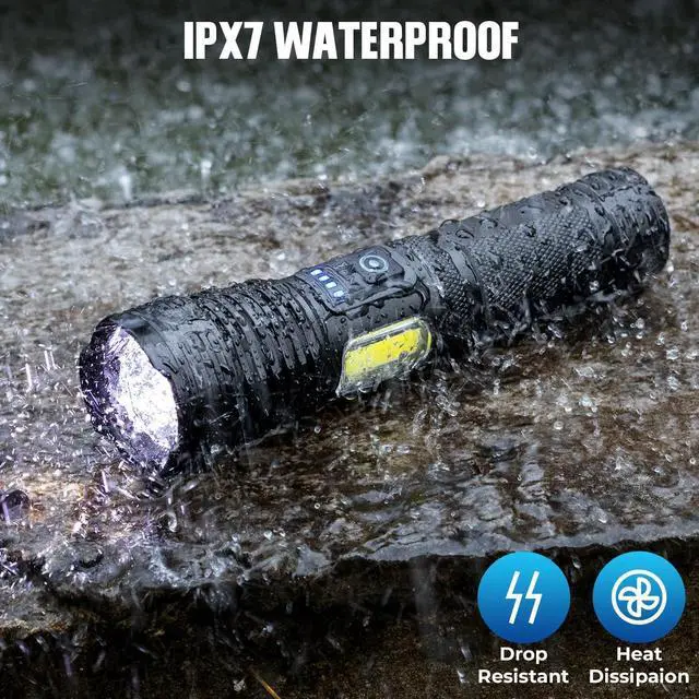 Alt view image 7 of 7 - Flashlights LED High Lumens Rechargeable High Lumen Super Bright Flashlight USB Fast Charging High Powered Flash Light Powerful IPX7 Waterproof Handheld Flashlights for Home Camping(2 Pack)