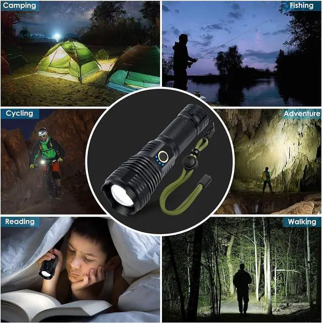 Alt view image 6 of 7 - Rechargeable Flashlights 990000 High Lumens, Super Bright Flashlight with 10 Modes, LED Tactical Flashlight Waterproof, Powerful for Camping, Hiking, Hunting and Emergencies
