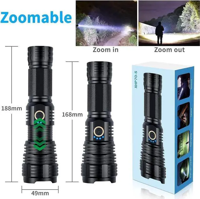 Alt view image 7 of 7 - Rechargeable Flashlights 990000 High Lumens, Super Bright Flashlight with 10 Modes, LED Tactical Flashlight Waterproof, Powerful for Camping, Hiking, Hunting and Emergencies