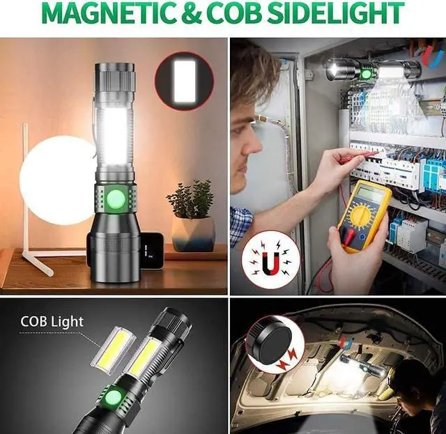 Alt view image 3 of 7 - UV Flashlight Black Light, 3-in-1 Magnetic Flashlight Rechargeable, 1000 Lumen Tactical LED Flashlight, 7 Modes Waterproof UV Light Flashlight for Camping Emergencies Pet Urine Detection