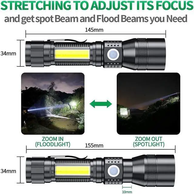 Alt view image 5 of 7 - UV Flashlight Black Light, 3-in-1 Magnetic Flashlight Rechargeable, 1000 Lumen Tactical LED Flashlight, 7 Modes Waterproof UV Light Flashlight for Camping Emergencies Pet Urine Detection