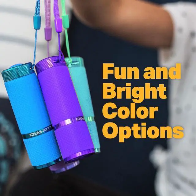 Alt view image 5 of 7 - LUXPRO 3 Pack Mini Flashlights - LP395 Gel Glow in Dark - Aluminum LED Flashlights with Maximum Brightness of 40 Lumens - IPX4 Water Resistant - 3 AAA Batteries Included - Purple, Blue & Teal