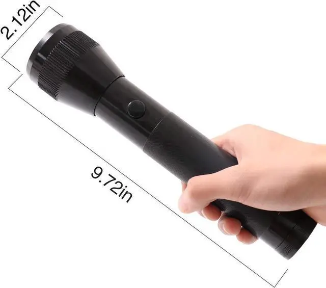 Alt view image 3 of 6 - KunHe 2 Pack Heavy Duty 2 D Cell Battery LED Big Flashlights High Lumens Single Mode Flashlight