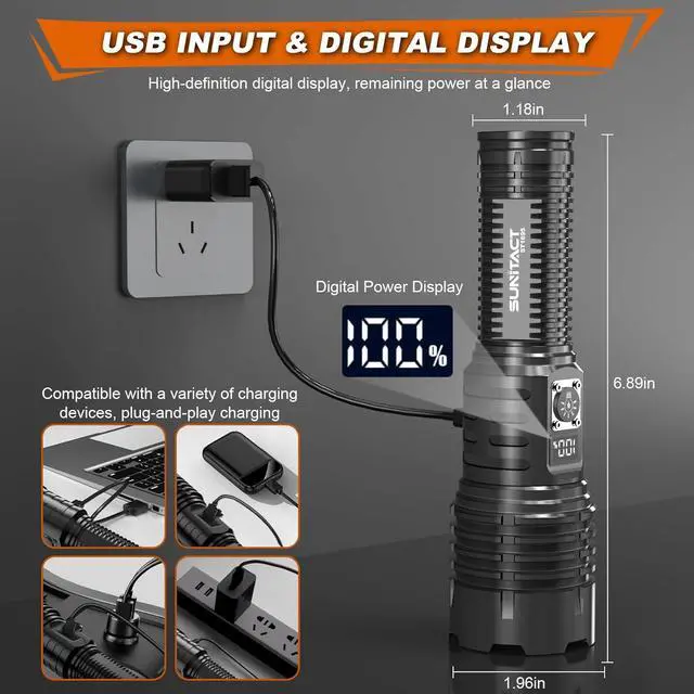 Alt view image 3 of 7 - Flashlights High Lumens Rechargeable, 990,000 Lumens XHM77.2 LED Flashlight Super Bright Flash Light Battery Powered, Powerful Flashlights Handheld Linternas for Emergencies Camping