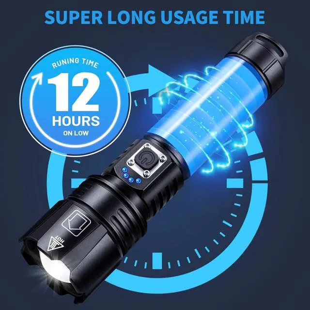 Alt view image 3 of 7 - Rechargeable Flashlights High Lumens, 990,000 Lumen Brightest Led Flashlight with 5 Modes & 12H Long Runtime, Powerful Waterproof Handheld Flash Light, Super Bright Flashlight for Home, Camping