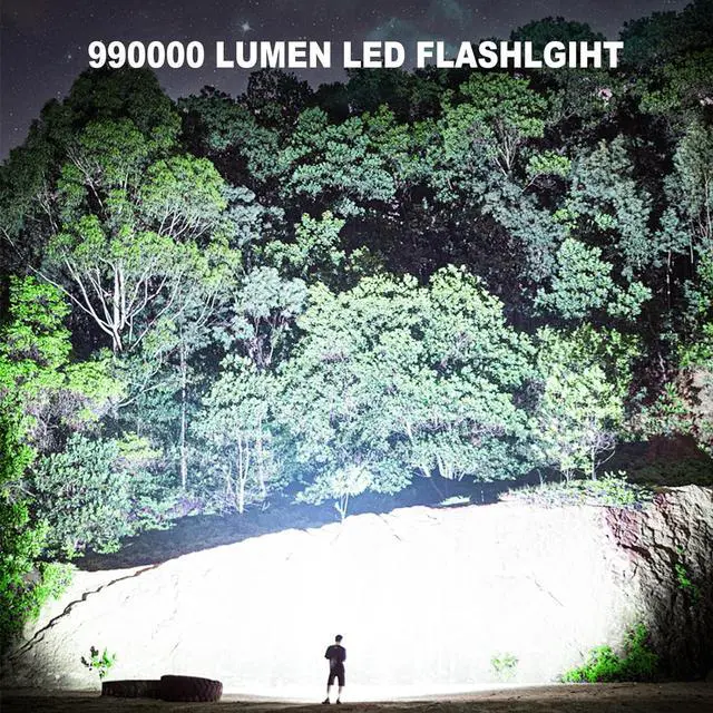 Alt view image 2 of 7 - Cinlinso Flashlights High Lumens Rechargeable - 990000 lumens Super Bright LED Flashlight with 5 Modes, IPX7 Waterproof, Powerful Handheld Flash Light for Home, Camping Hiking, Black, M110-S