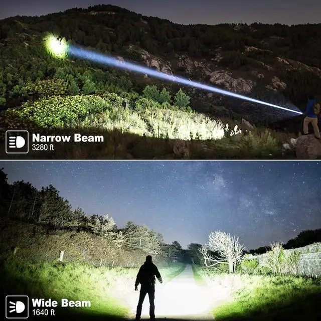 Alt view image 4 of 7 - Cinlinso Flashlights High Lumens Rechargeable - 990000 lumens Super Bright LED Flashlight with 5 Modes, IPX7 Waterproof, Powerful Handheld Flash Light for Home, Camping Hiking, Black, M110-S