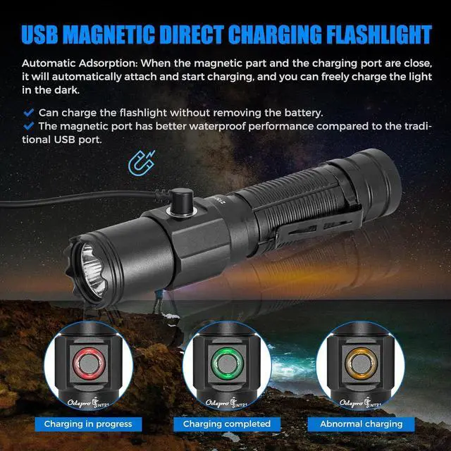 Alt view image 4 of 5 - NT21 1200 Lumens Small Bright Flashlight with Power Display, IP67 Waterproof, 5 Light Modes, 984ft Long Throw EDC Pocket-Size Torch for Camping Searching Emergency