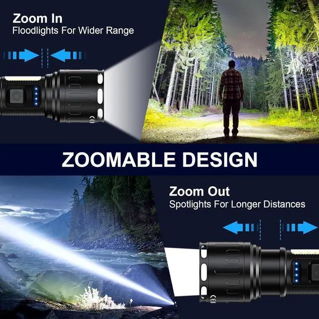 Alt view image 6 of 7 - Flashlights High Lumens Rechargeable - 100,000 Lumens Super Bright LED Magnetic Tactical Flashlight with Sidelight 8 Modes Waterproof Powerful Handheld Flash Light for Emergency Camping Home Car