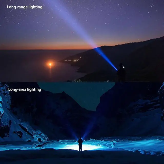 Alt view image 3 of 6 - Rechargeable Led Flashlights High Lumens, 250000 Lumens Super Bright Tactical Flashlight, Handheld Powerful Flashlights for Emergencies, Camping, Hiking