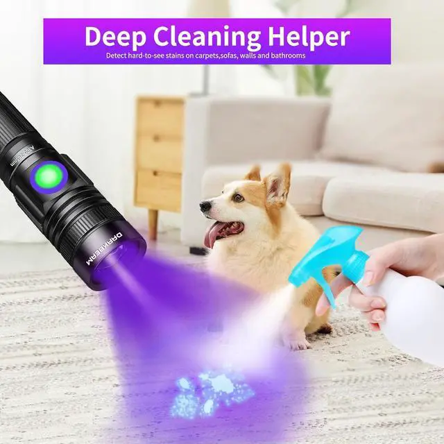 Alt view image 2 of 7 - DARKBEAM UV Black Light Flashlight 395nm - Rechargeable USB Woods Lamp, Powerful Mini Ultraviolet LED Blacklight Flashlights - Resin Curing, Detector for Pet/Cat/Dog Urine, Stains, Scorpions