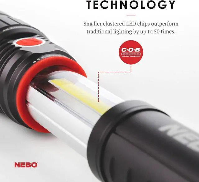 Alt view image 5 of 6 - NEBO SLYDE+ Flashlight (2nd Gen) | 400 Lumens, 7 Light Modes, Bright COB Work Light & LED Tactical Flashlight, Magnetic Base, Great for Camping, Water Resistant, Includes 4x AAA Alkaline Batteries