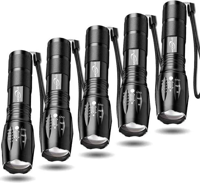 Main image of Tactical Flashlight 5 Pack Tac Light Torch Flashlight Tactical Flashlight Brightest LED Flashlight with 5 Modes Adjustable Waterproof Flashlight for Biking Camping