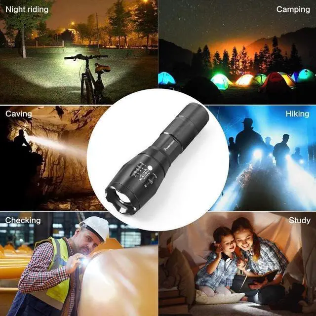 Alt view image 4 of 6 - Tactical Flashlight 5 Pack Tac Light Torch Flashlight Tactical Flashlight Brightest LED Flashlight with 5 Modes Adjustable Waterproof Flashlight for Biking Camping
