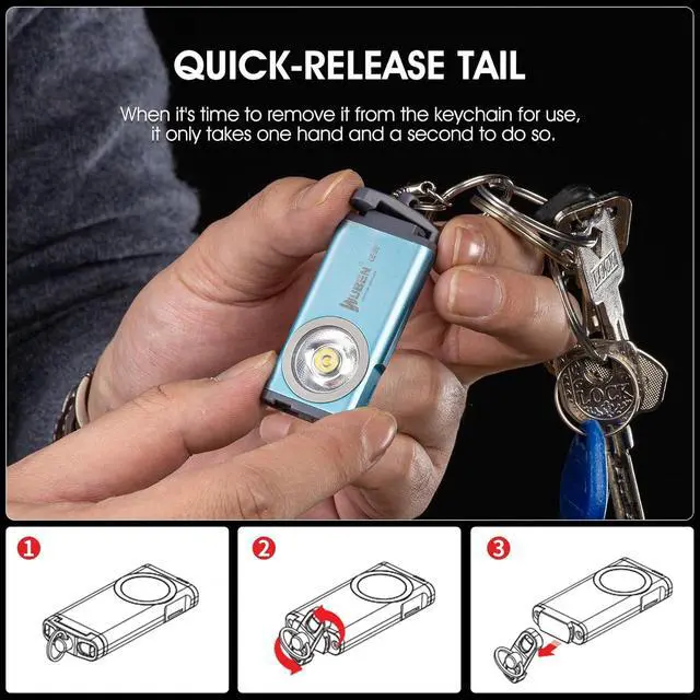 Alt view image 7 of 7 - WUBEN G2 LED Mini Flashlights, 500 Lumens Small EDC Flashlight Keychain, 5 Modes Rechargable Handheld Pocket Torch with High Lumens for Camping, Outdoor, Emergency, Everyday Flashlights(Blue)
