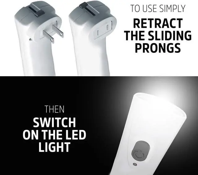 Alt view image 4 of 7 - Weatheready Rechargeable Compact Handheld Light Plug-in Rechargeable LED Light Automatic Turn-On Emergency Flashlight Built-in Rechargeable Battery Included 3 Count