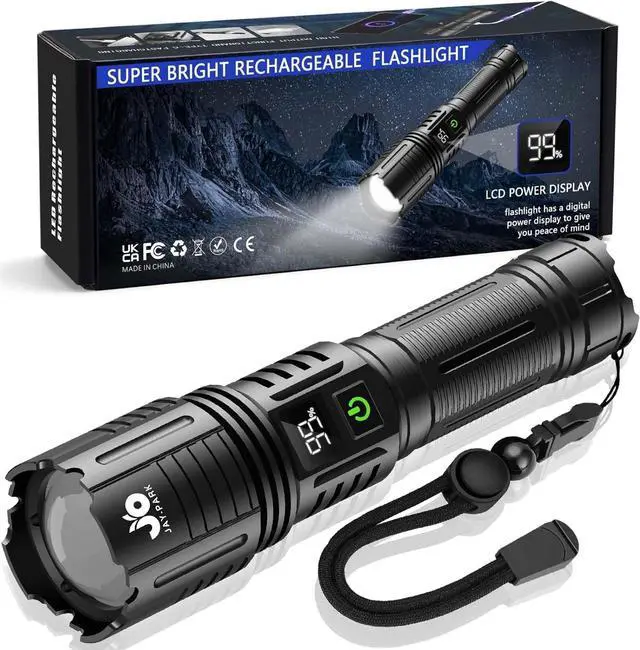 Main image of Rechargeable Flashlights 1000000 Lumen LED Flashlight with Digital Power Display and Zoomable Flashlights High Lumen Super Bright Long Distance for Camping bushcraft Outdoor