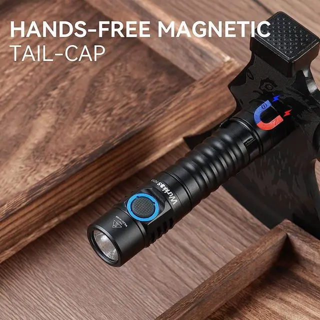 Alt view image 4 of 7 - Wurkkos FC11 EDC LED Flashlights Rechargeable 90CRI Max 1300Lumen Small Powerful Flashlight, IP67 Waterproof Torch, Magnetic Tailcap, Great for Garden Dog Walking Emergency(4000K)