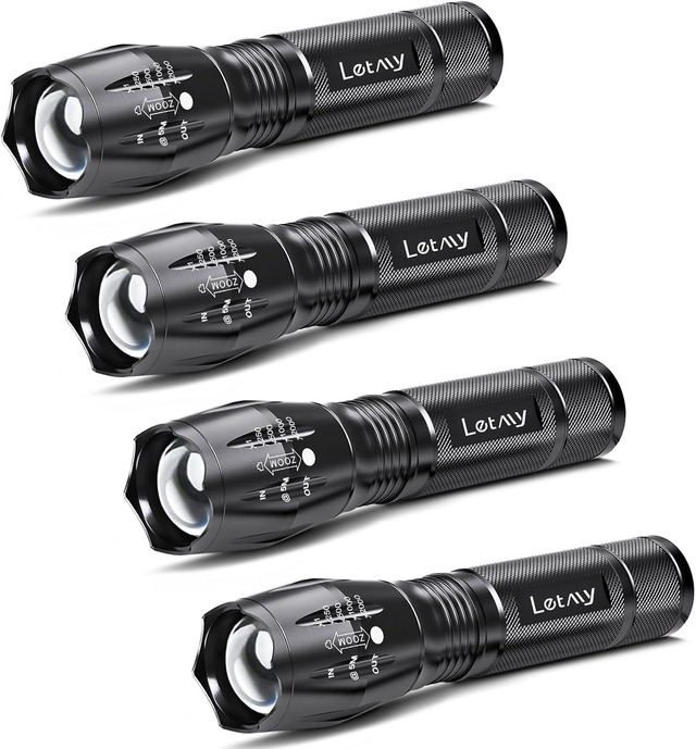 HATORI LED Mini Flashlight 4-Pack – Bright Small Handheld Pocket Tactical Lights (3.55 Inch, Black)