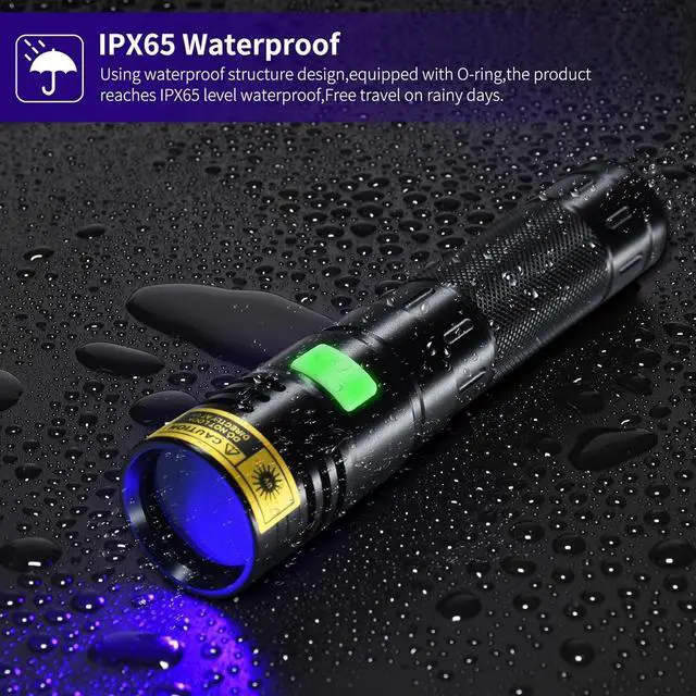 Alt view image 6 of 7 - DARKBEAM Flashlight UV 365nm Black Light High Power 3 LEDs USB -C Rechargeable, 20W Mini Woods Lamp Ultraviolet with Filter - Detector for Pet Urine, Uranium Glass - Leak Detection - Resin Curing