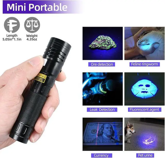Alt view image 7 of 7 - DARKBEAM Flashlight UV 365nm Black Light High Power 3 LEDs USB -C Rechargeable, 20W Mini Woods Lamp Ultraviolet with Filter - Detector for Pet Urine, Uranium Glass - Leak Detection - Resin Curing
