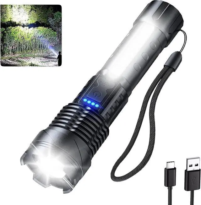 Main image of Flashlights High Lumens Rechargeable, 1,000,000 Lumen Super Bright Led Tactical Flashlight Battery Powered Handheld Flash Light with 7 Light Modes, USB C, Waterproof, Zoomable Focus