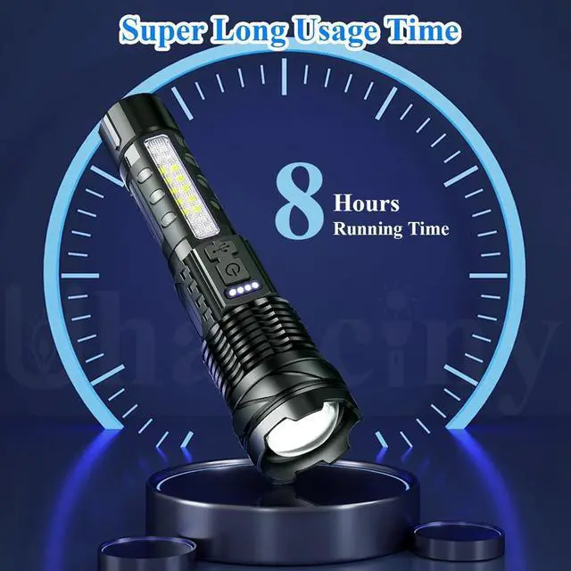 Alt view image 5 of 7 - Flashlights High Lumens Rechargeable, 1,000,000 Lumen Super Bright Led Tactical Flashlight Battery Powered Handheld Flash Light with 7 Light Modes, USB C, Waterproof, Zoomable Focus