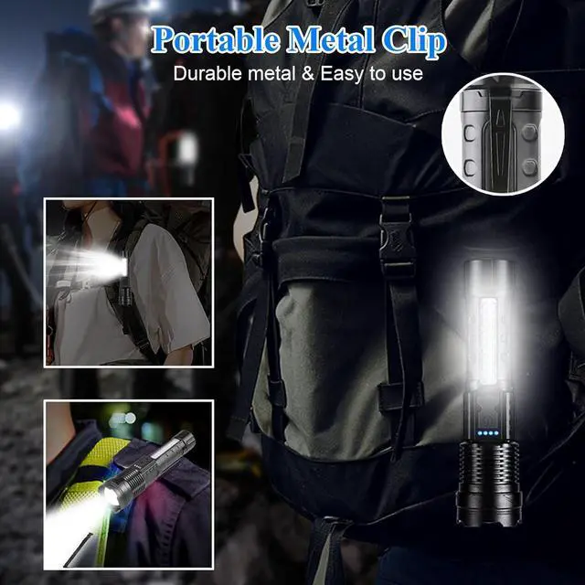 Alt view image 7 of 7 - Flashlights High Lumens Rechargeable, 1,000,000 Lumen Super Bright Led Tactical Flashlight Battery Powered Handheld Flash Light with 7 Light Modes, USB C, Waterproof, Zoomable Focus