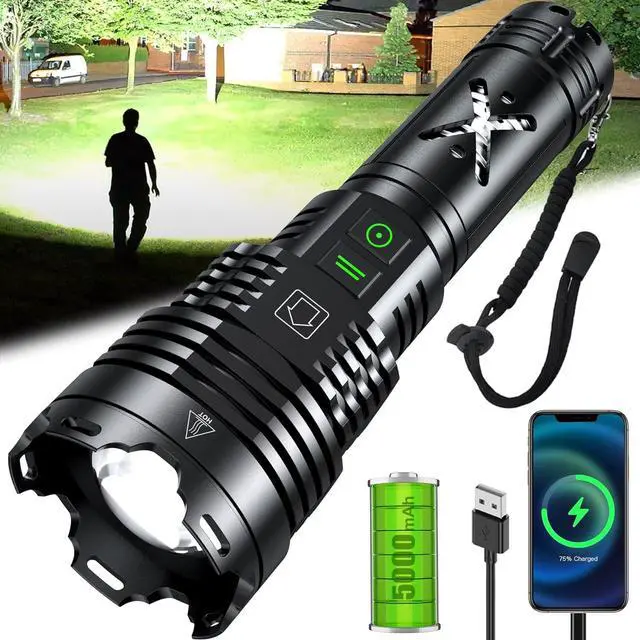 Main image of Rechargeable Led Flashlights 5200.000 High Lumens Super Bright Flashlight True Powerful Tactical Flashlight Up to 24H Long Battery Life Zoomable 6 Light Modes IP67 Water Resistant for Home Camping