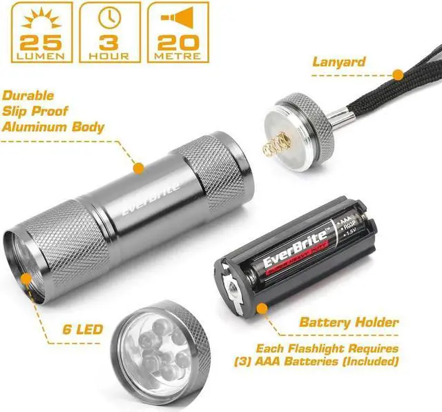 Alt view image 2 of 7 - 18-Pack Mini LED Flashlight Set - Portable Flashlights Ideal for Hurricane Supplies Camping Night Reading Cycling BBQ Party Backpacking - Includes Lanyard & 54 x AAA Batteries