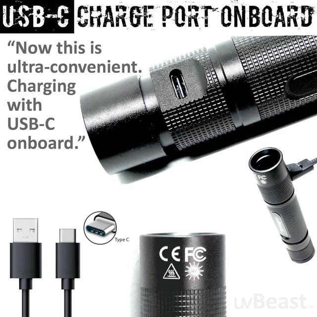 Alt view image 3 of 7 - New V3 365nm MINI - Black Light UV Flashlight  High Definition Pure Ultraviolet - Professional Grade High Power Upgraded 5 Core UV LED  USA Stock