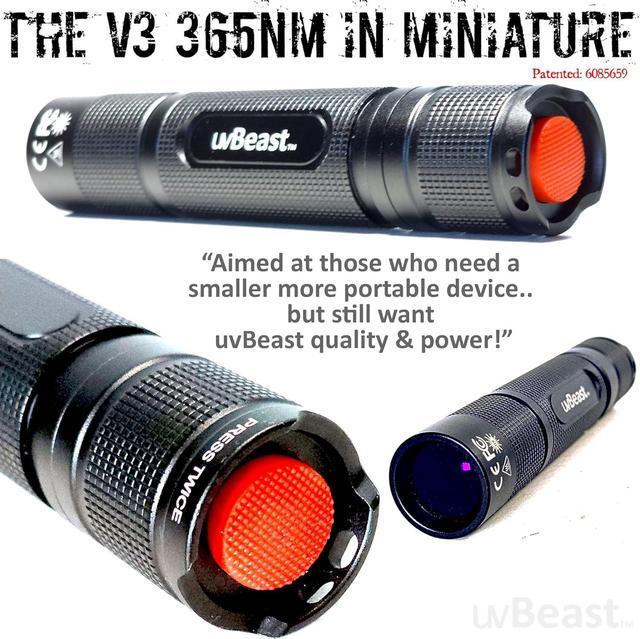 Alt view image 2 of 7 - New V3 365nm MINI - Black Light UV Flashlight  High Definition Pure Ultraviolet - Professional Grade High Power Upgraded 5 Core UV LED  USA Stock