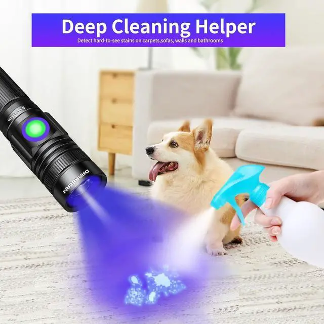 Alt view image 2 of 7 - DARKBEAM 365nm UV Flashlight Rechargeable Black Light - Powerful LED Mini Ultraviolet Flashlights, Portable USB-C Woods Lamp - for Pet Urine Detection, Resin Curing, Stains, Minerals, Money