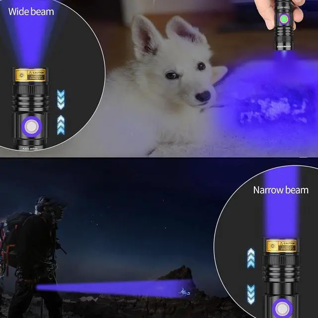 Alt view image 4 of 7 - DARKBEAM 365nm UV Flashlight Rechargeable Black Light - Powerful LED Mini Ultraviolet Flashlights, Portable USB-C Woods Lamp - for Pet Urine Detection, Resin Curing, Stains, Minerals, Money