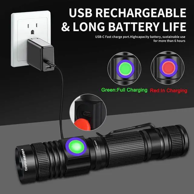 Alt view image 5 of 7 - DARKBEAM 365nm UV Flashlight Rechargeable Black Light - Powerful LED Mini Ultraviolet Flashlights, Portable USB-C Woods Lamp - for Pet Urine Detection, Resin Curing, Stains, Minerals, Money