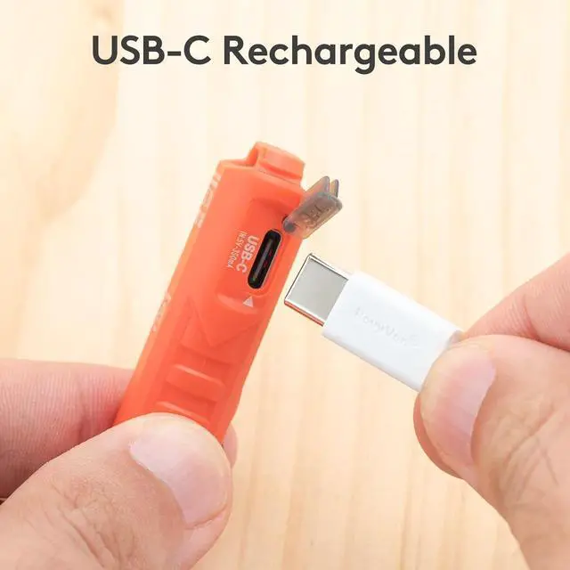 Alt view image 2 of 7 - RovyVon A1 USB C Rechargeable Keychain Flashlight 650 Lumens Super Bright Outdoor Mini Keychain EDC Flashlights for Everyday Carry, Camping, Thanksgiving(Orange)