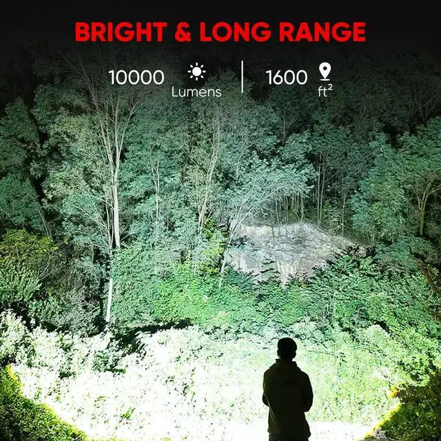 Alt view image 2 of 6 - Rechargeable Flashlights High Lumens, High Power LED Flashlight XHP70.2 Powerful Tactical Flashlight with Zoomable Focus, 5 Modes Water Resistant Flash Light for Home and Outdoor