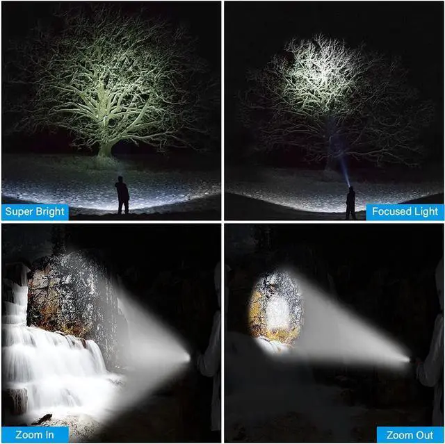 Alt view image 5 of 7 - USB Rechargeable Flashlight, LED Magnetic Flashlights Super Bright Tactical Flashlights with Cob Sidelight Waterproof Zoomable 6 Modes USB Rechargeable for Camping Emergency