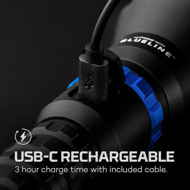 Alt view image 6 of 7 - NEBO LUXTREME MZ60 Blueline Flashlight & Portable Charger | 1,000 Lumens, 5 Light Modes, 0.62 Mile Beam Distance, Rechargeable LED Flashlight, Waterproof & Durable, Includes USB-C Charging Cable
