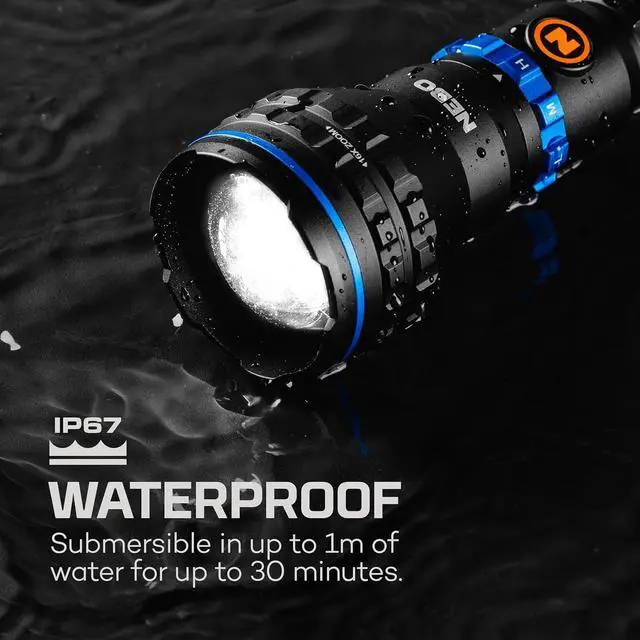 Alt view image 7 of 7 - NEBO LUXTREME MZ60 Blueline Flashlight & Portable Charger | 1,000 Lumens, 5 Light Modes, 0.62 Mile Beam Distance, Rechargeable LED Flashlight, Waterproof & Durable, Includes USB-C Charging Cable