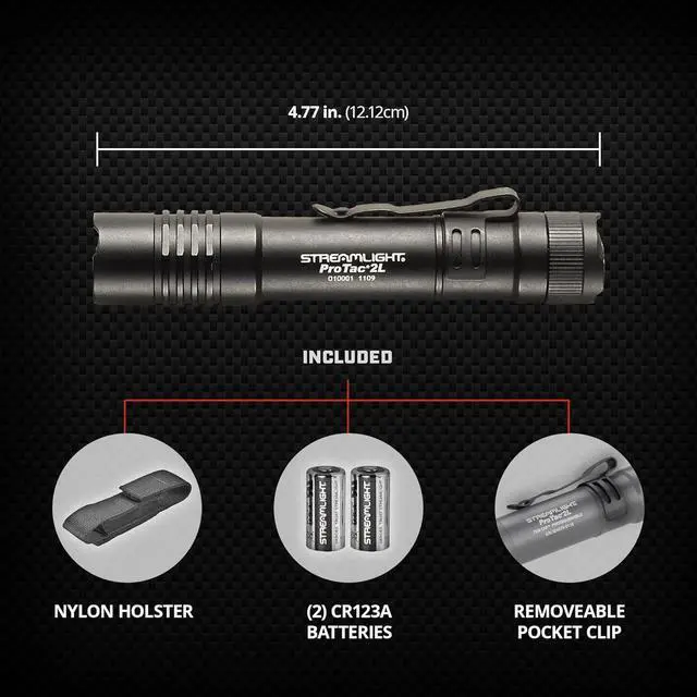 Alt view image 6 of 6 - Streamlight 88031 ProTac 2L 350-Lumen EDC Professional Flashlight with CR123A Batteries, and Holster, Black, Clear Retail Packaging